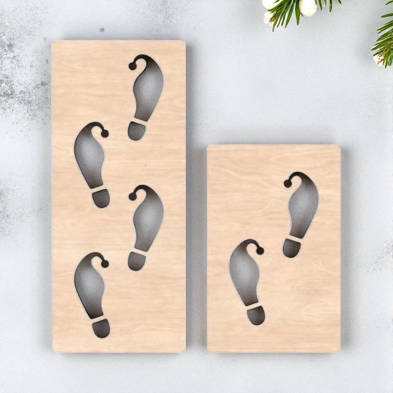 Santa, Elf & Reindeer Wooden Footprint Stencils β Christmas Magic for Kids!