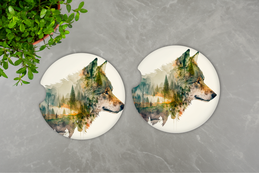 Wolf Silhouette Car Coaster