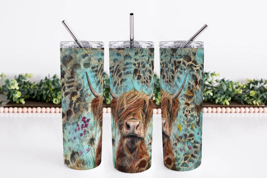 20oz Cow Cheetah Tumbler