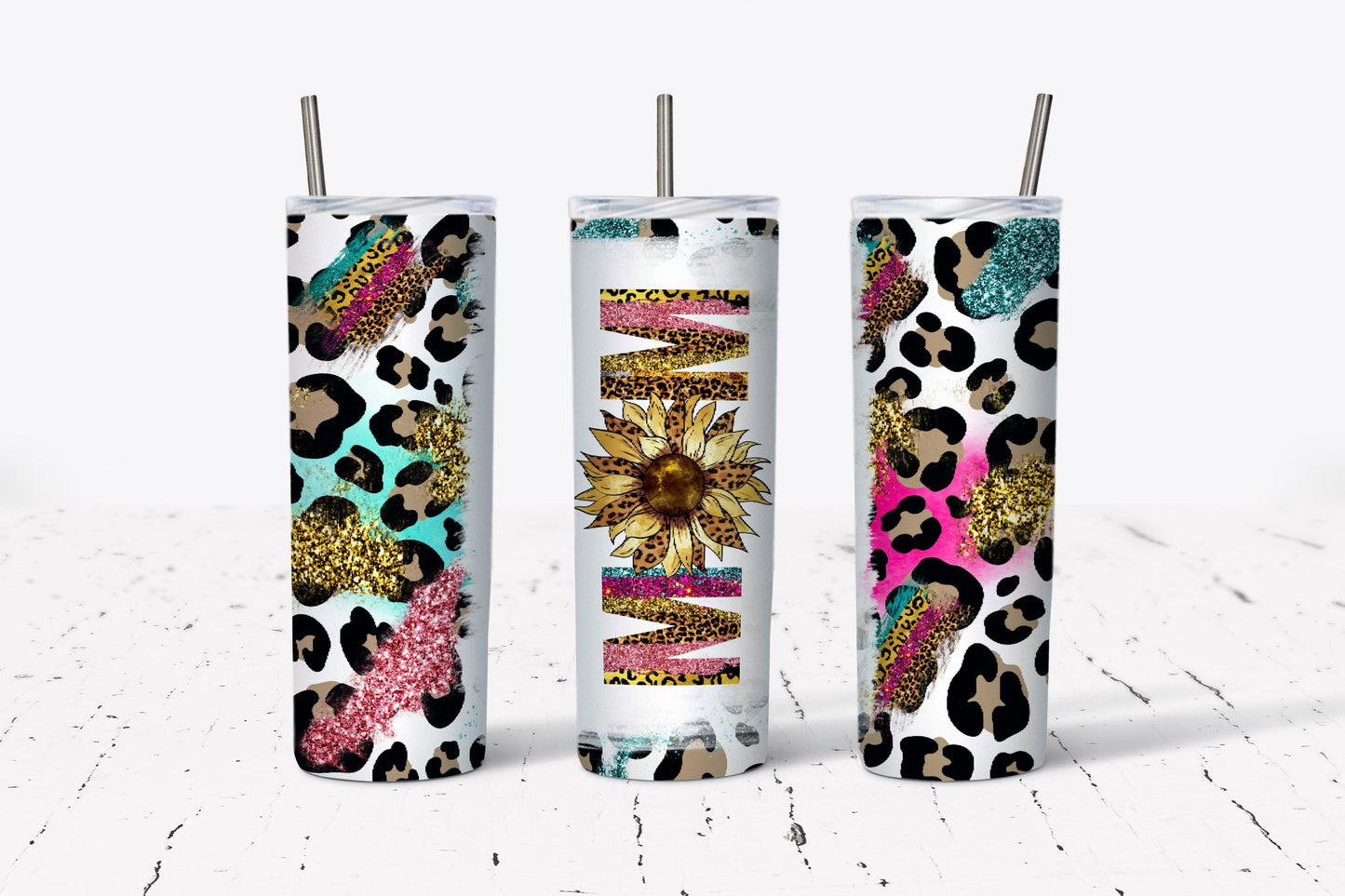 Mom Leopard Sunflower Stainless Steel Tumbler
