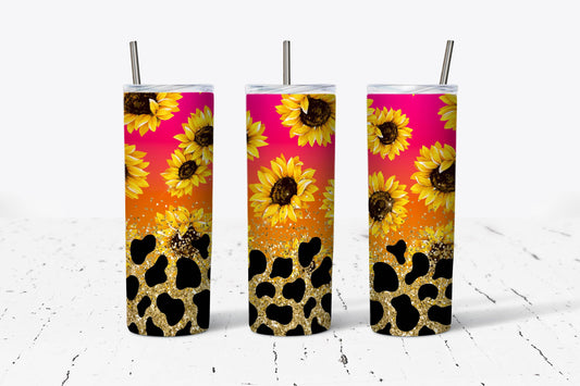 Sunflower Pink, Orange, Leopard 20oz Stainless Steel Tumbler