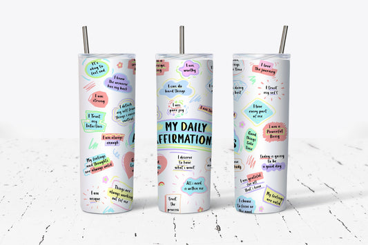 Daily Affirmations Motivational 20oz Stainless Steel Tumbler