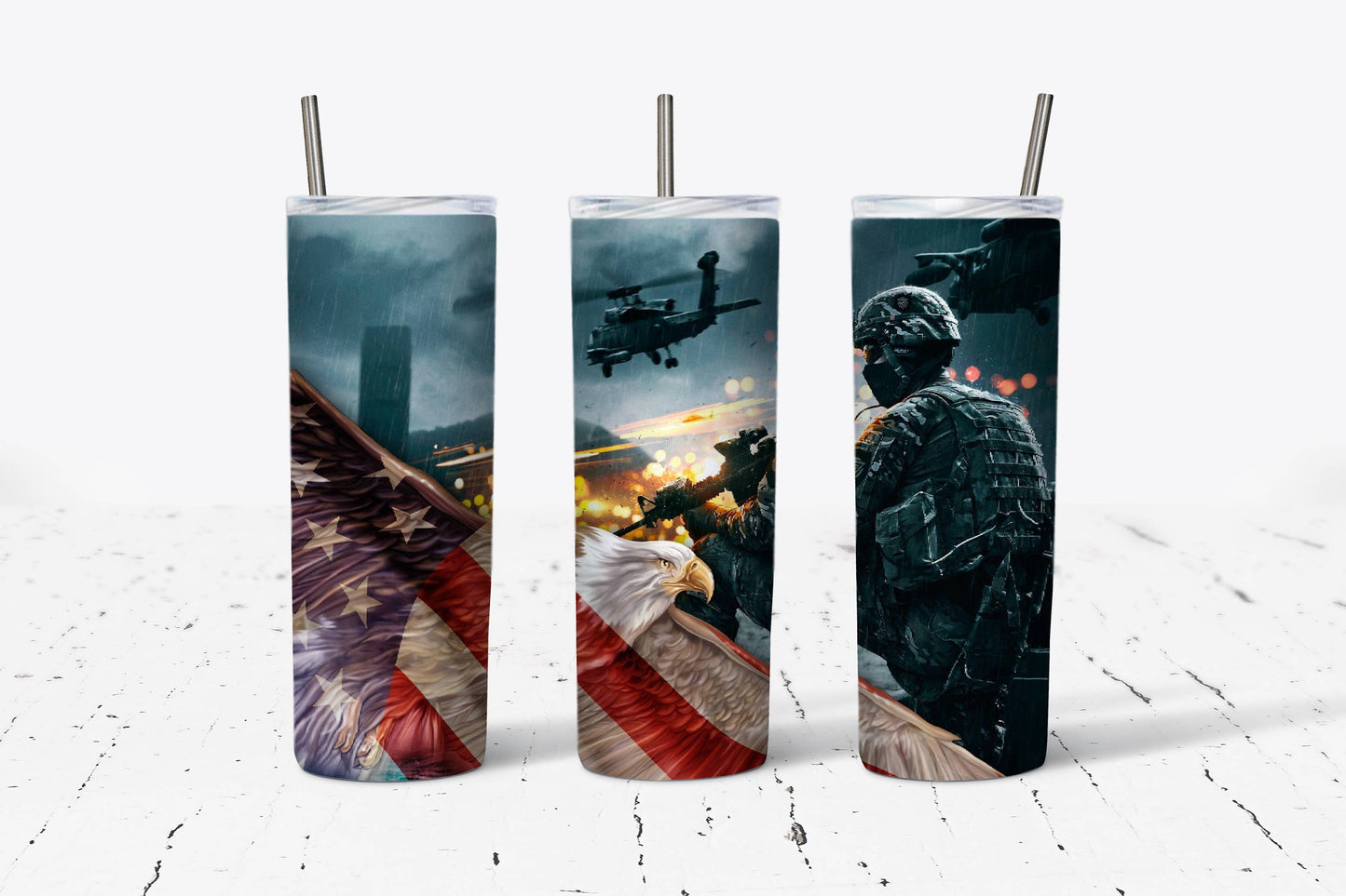 American Flag Army 20oz Stainless Steel Tumbler