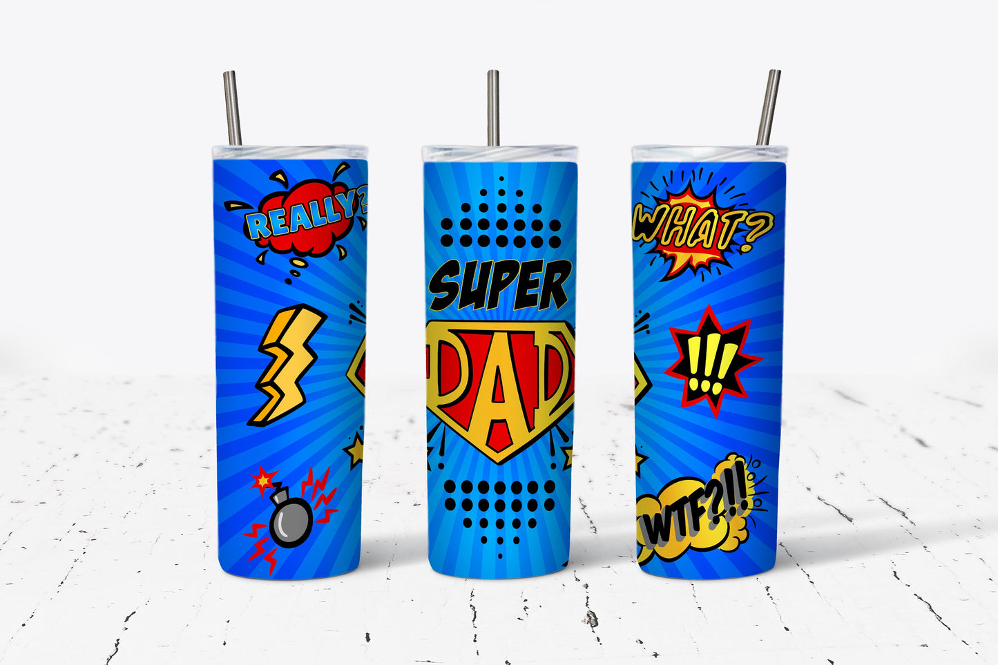 Super Dad Fathers Day/Birthday Day 20 oz Stainless Steel Mockup