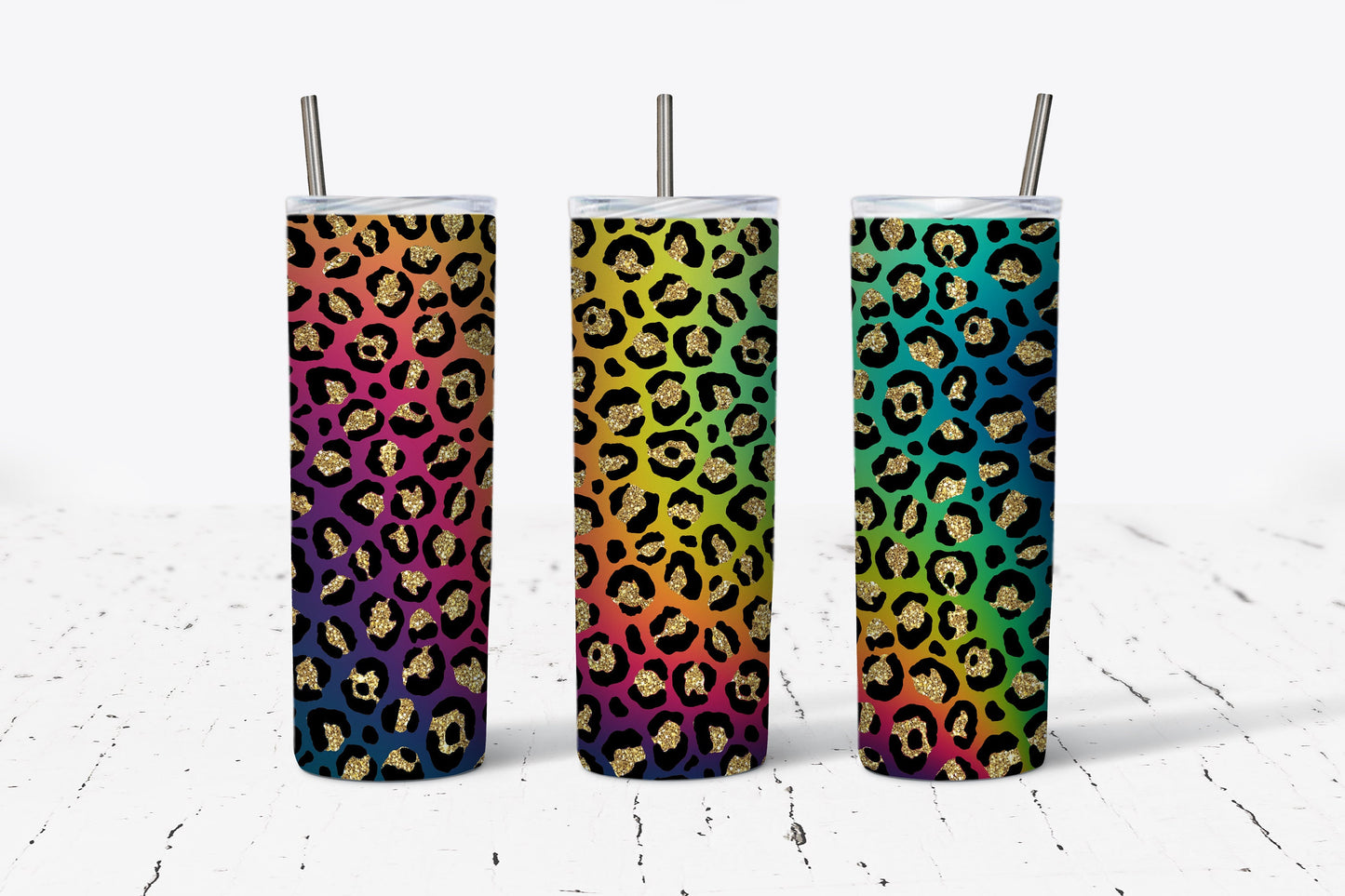 Leopard Bright Ombre 20oz Stainless Steel Tumbler