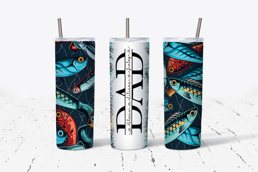 Dad Fishing Lure Monogram Personalized Father's Day 20oz Stainless Steel Tumbler