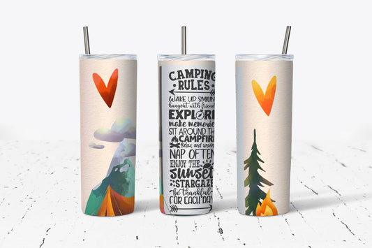 Camping Rules 20oz Stainless Steel Tumbler