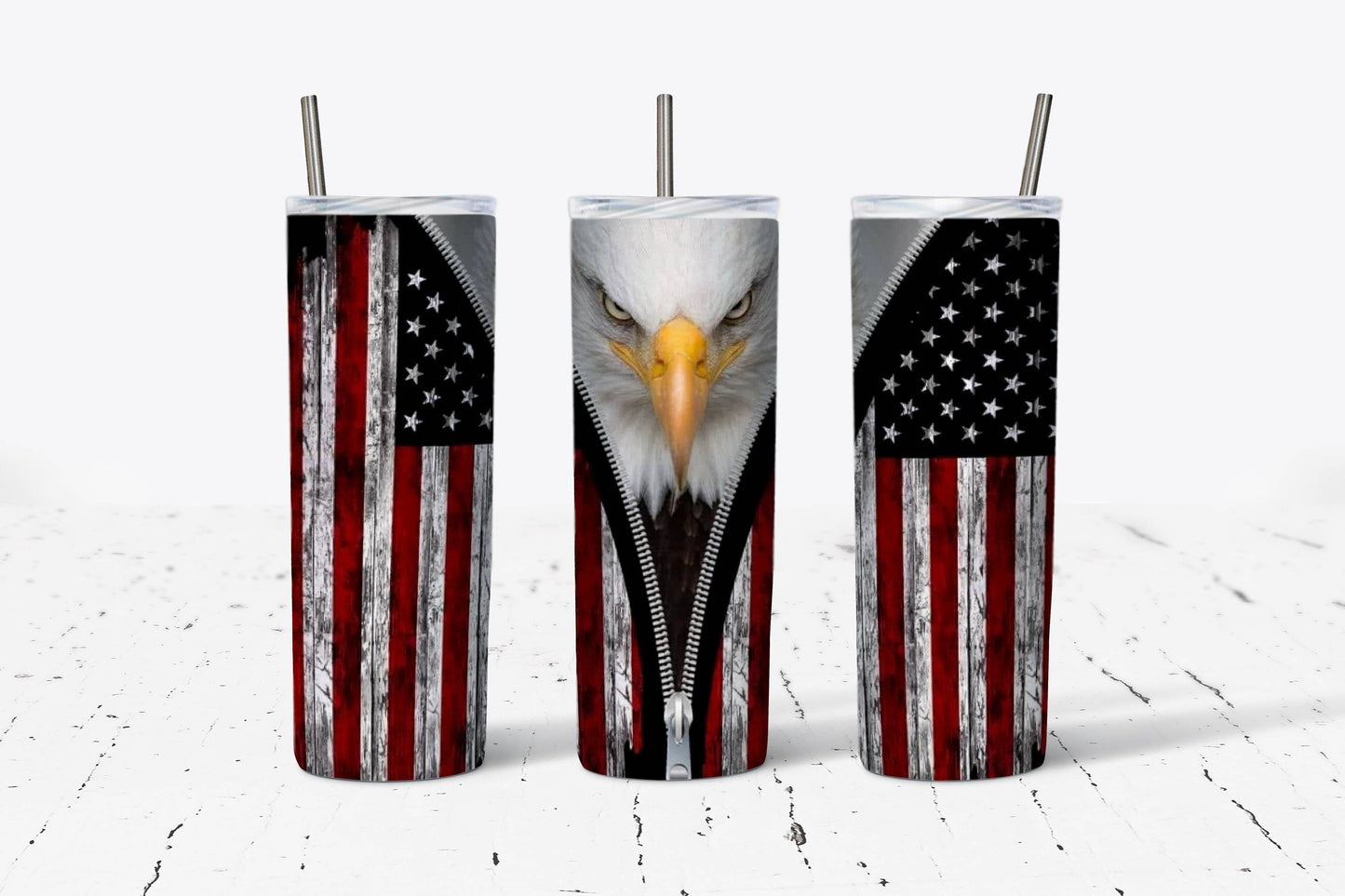 American Flag Bald Eagle 20oz Stainless Steel Patriotic Tumbler