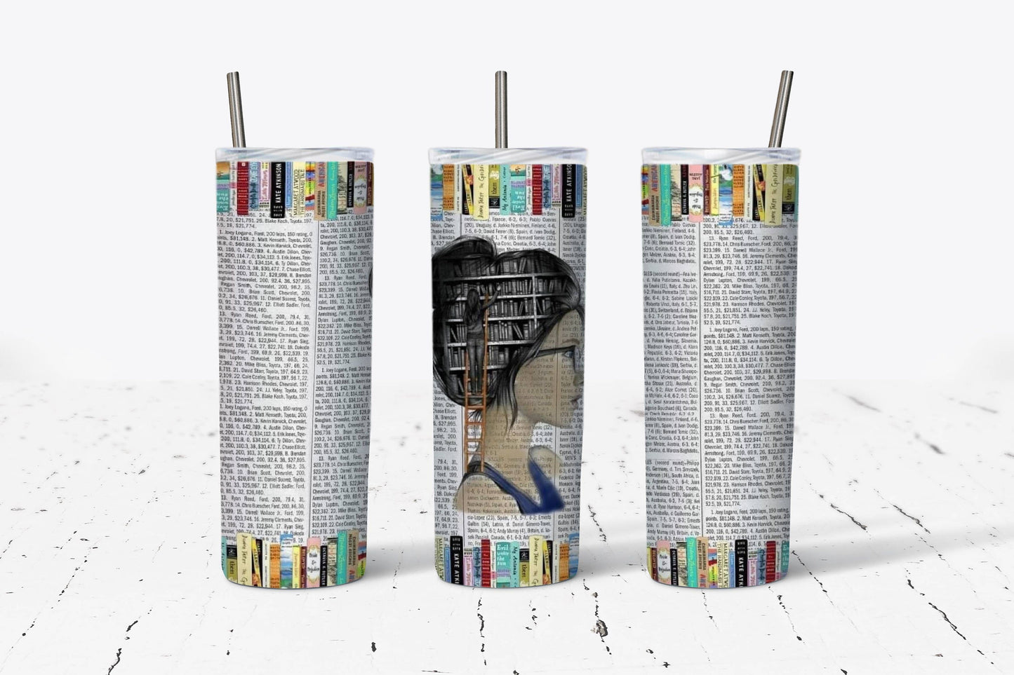 Thinking Book Girl 20oz Stainless Steel Tumbler