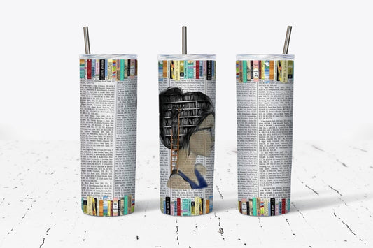 Thinking Book Girl 20oz Stainless Steel Tumbler