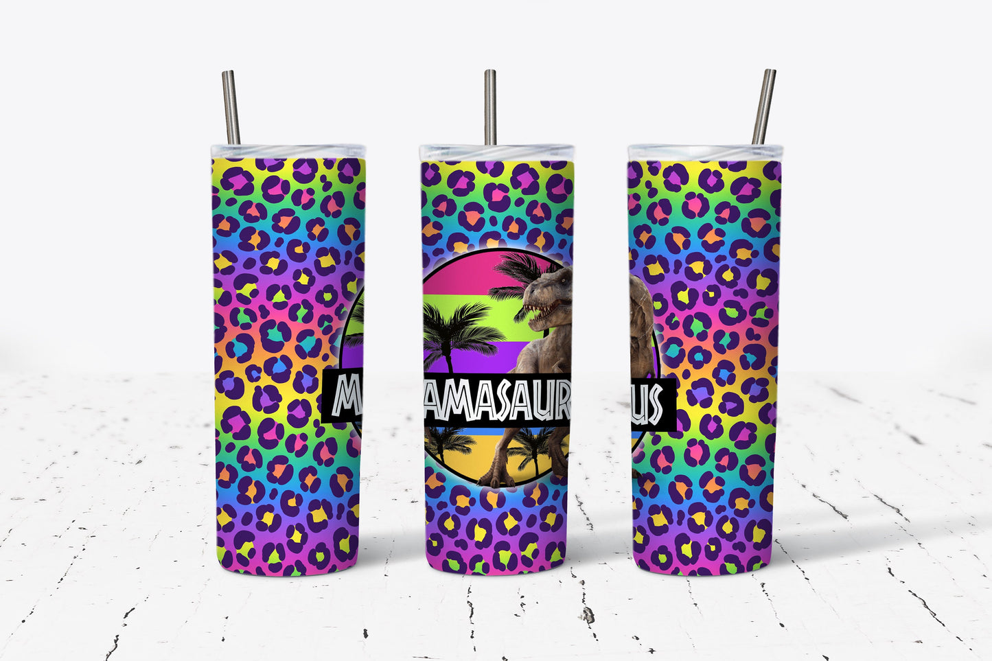 Mamasaurus Leopard Print 20oz Stainless Steel Tumbler
