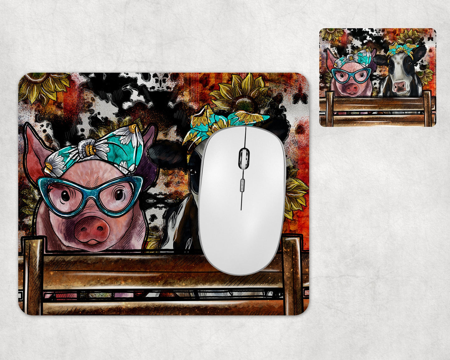 Pig Cow Animal Barnyard Mousepad