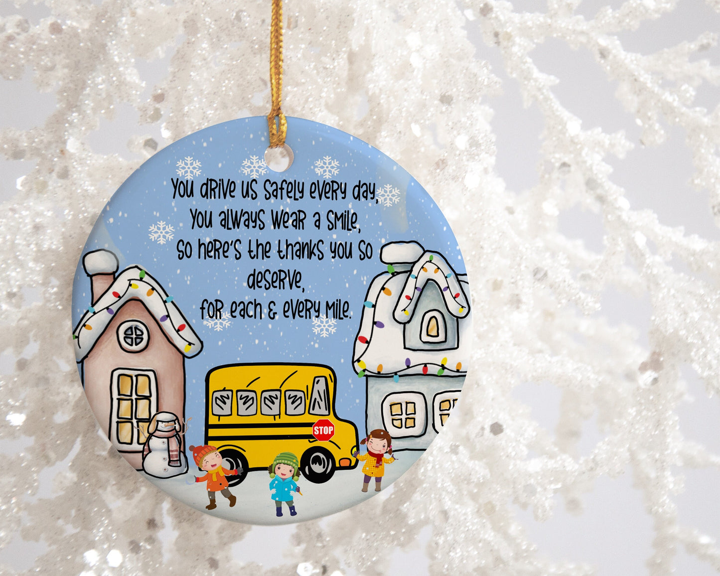 Ceramic Bus Driver Christmas Gift Ornament