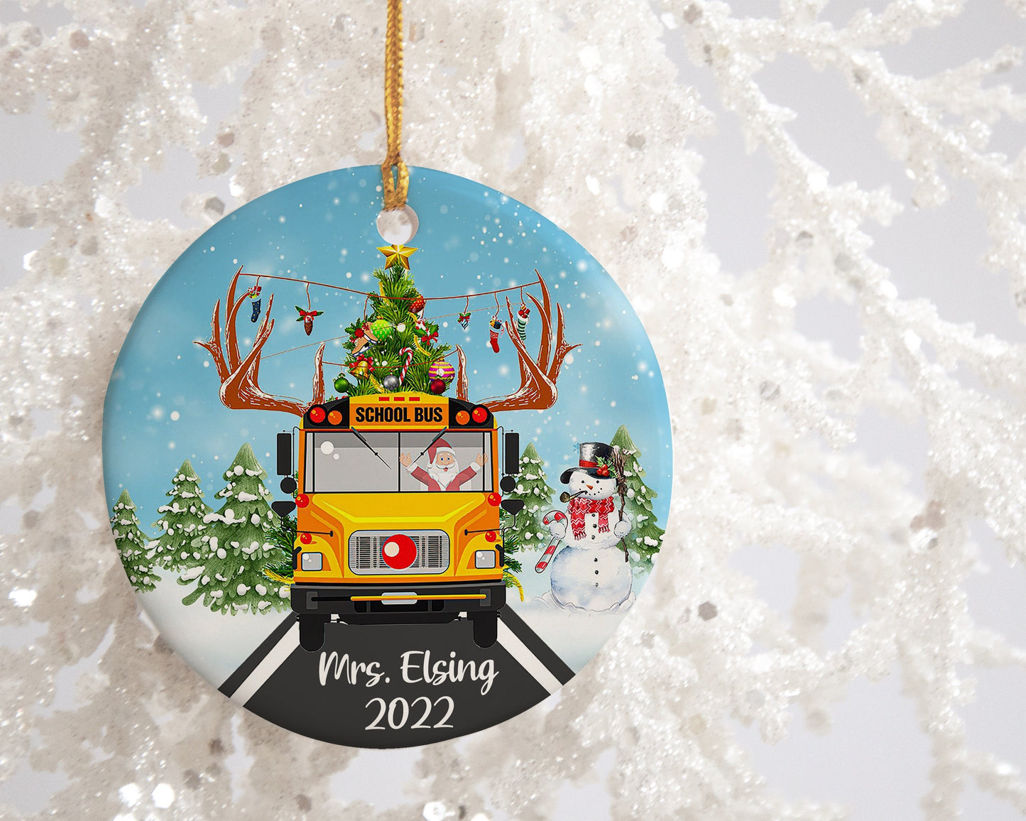 Personalized Ceramic Bus Driver Christmas Ornament - Bus Driver Gift