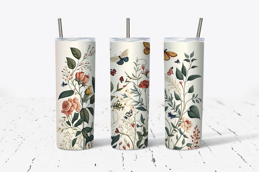 Floral Butterfly Boho 20 oz Stainless Steel Tumbler