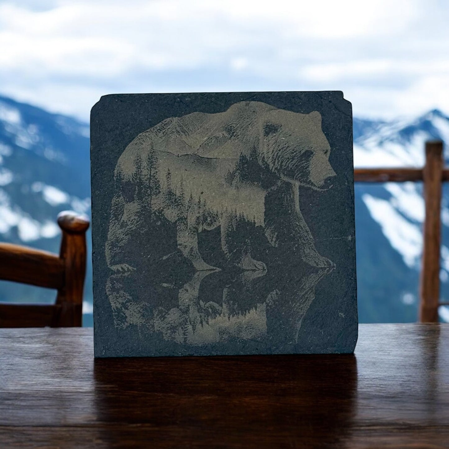 Set of Four Square Slate Wildlife Coasters