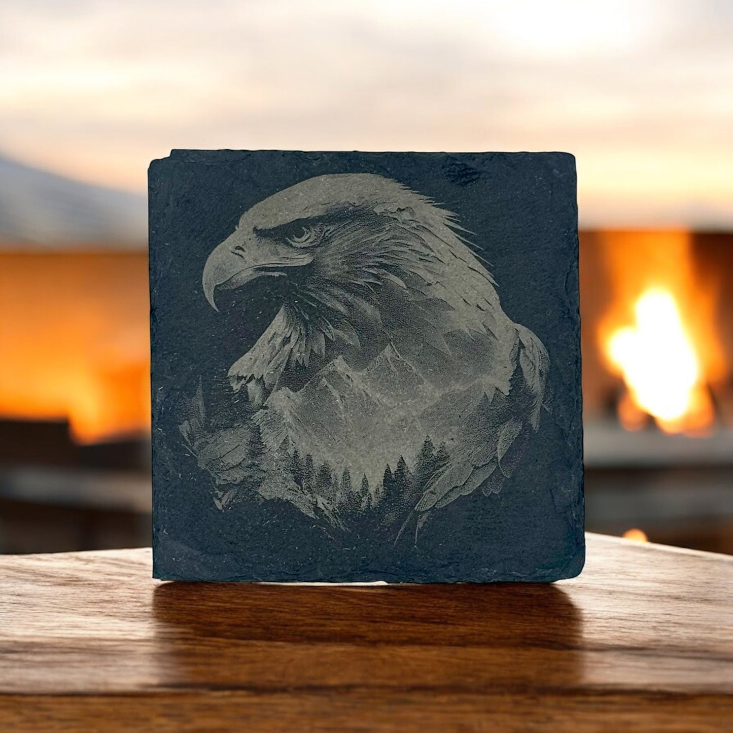 Set of Four Square Slate Wildlife Coasters