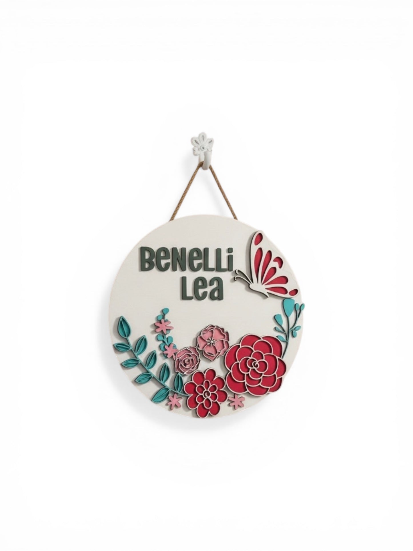 Personalized 12” Round Wall Hanging, Custom Name Sign for Kids Room, Nursery Decor