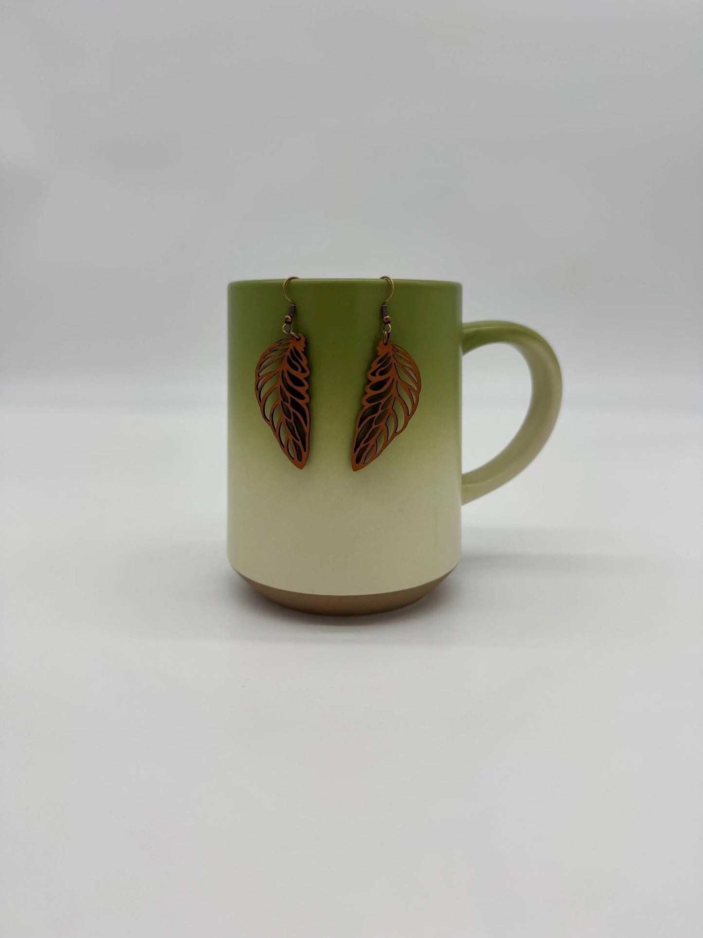 Wooden Boho Feather Earrings - Unique Laser Cut Jewelry