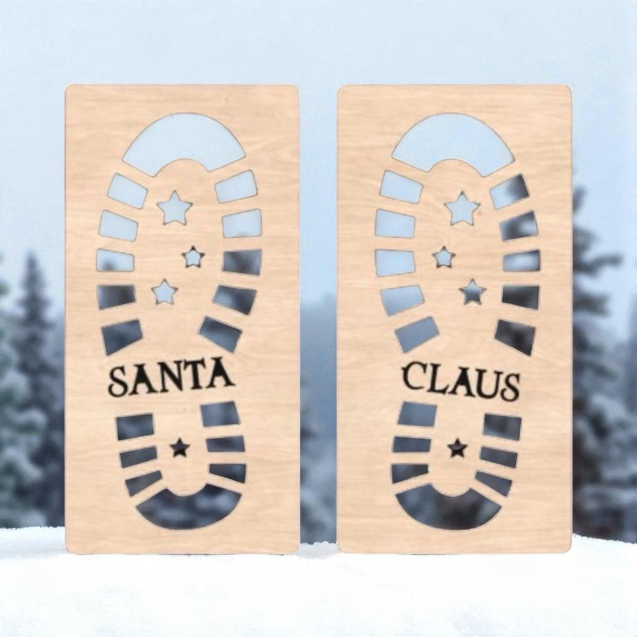 Santa, Elf & Reindeer Wooden Footprint Stencils – Christmas Magic for Kids!