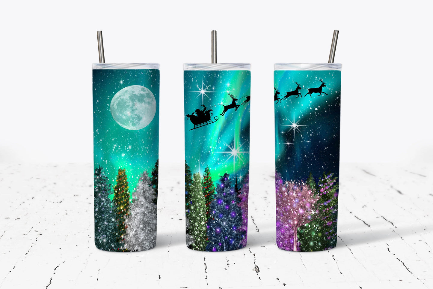Christmas Santa Sky 20 oz Stainless Steel Tumbler