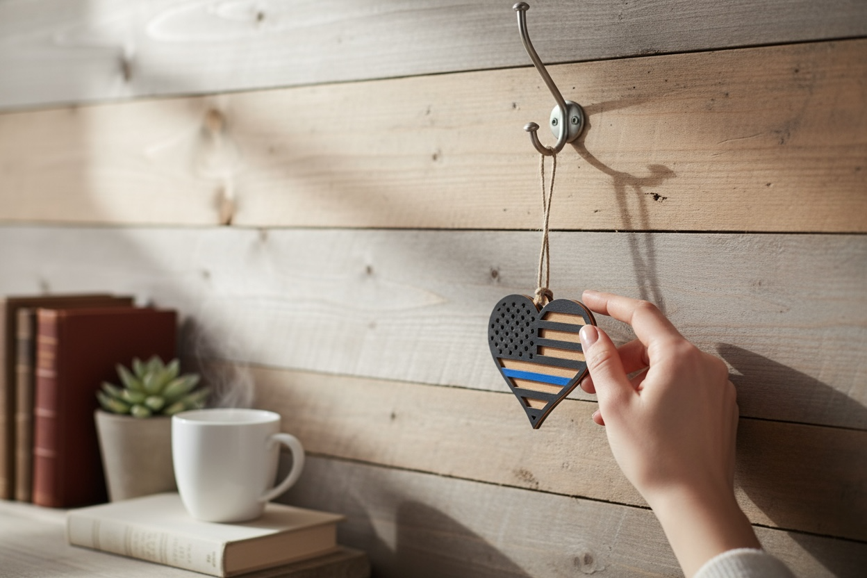 Heart Police Officer Thin Blue Line Christmas Ornament