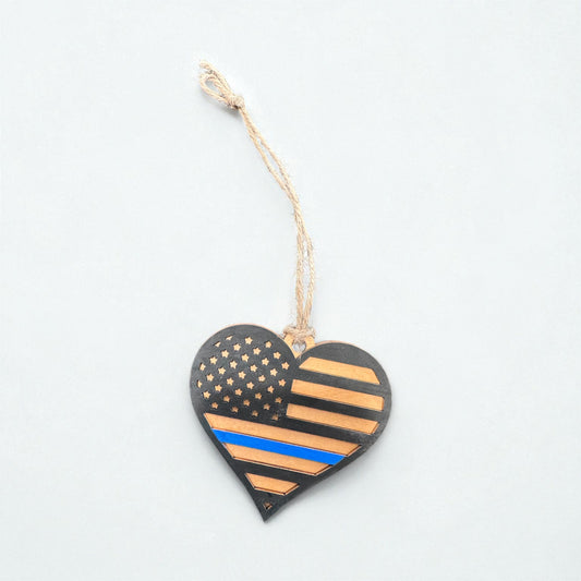 Heart Police Officer Thin Blue Line Christmas Ornament