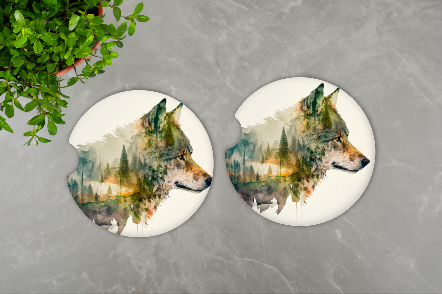 Wolf Silhouette Car Coaster