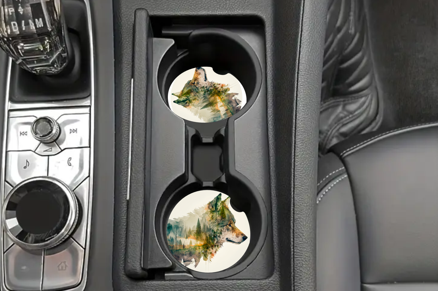 Wolf Silhouette Car Coaster