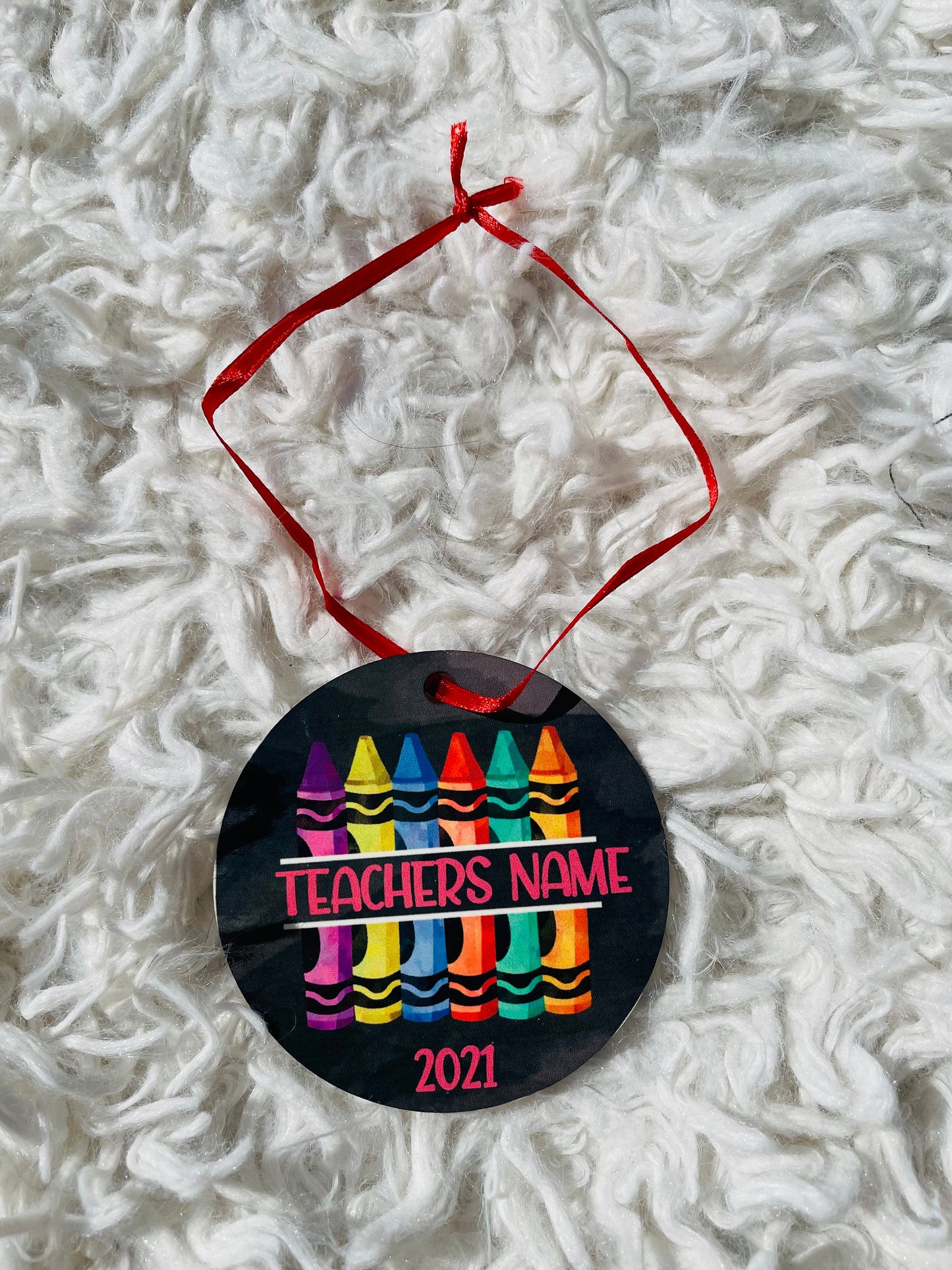 Crayon Personalized Christmas Teacher's Gift Ornament