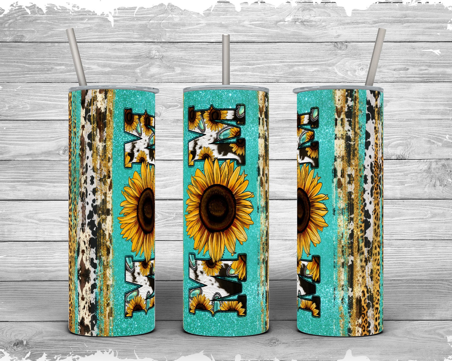 Sunflower Leopard Mom Tumbler