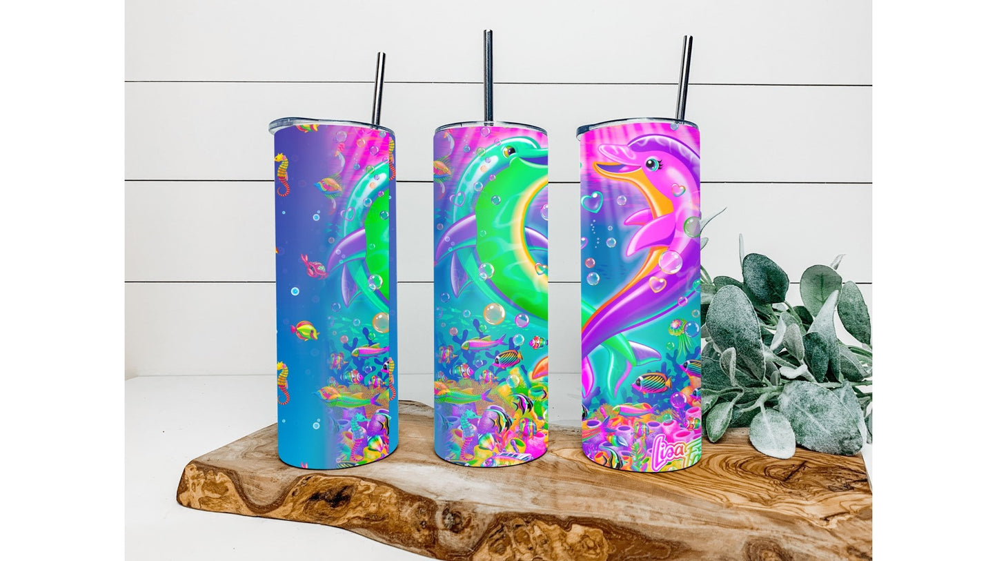 Lisa Frank Inspired Dolphin Tumbler