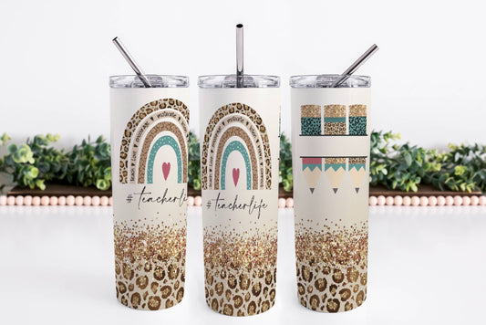 Leopard Rainbow Teacher Tumbler