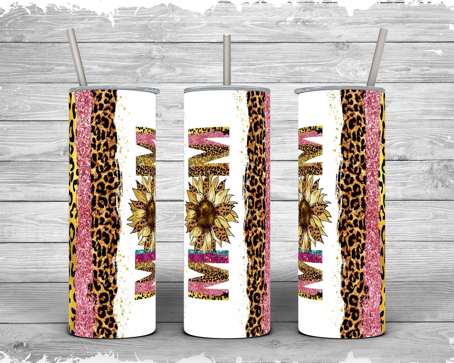 Sunflower Leopard Mom Tumbler
