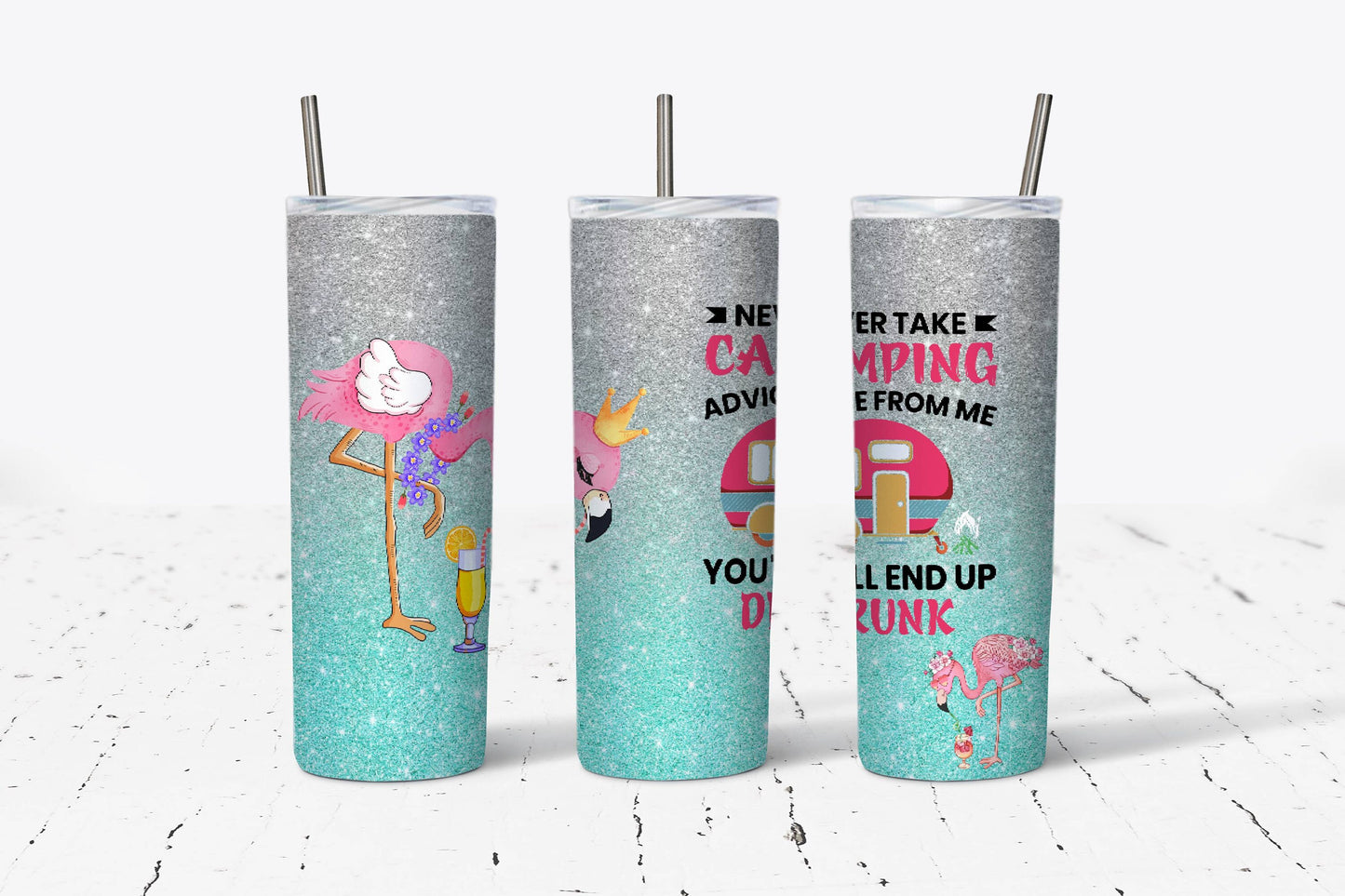 Flamingo Camping 20oz Stainless Steel Tumbler