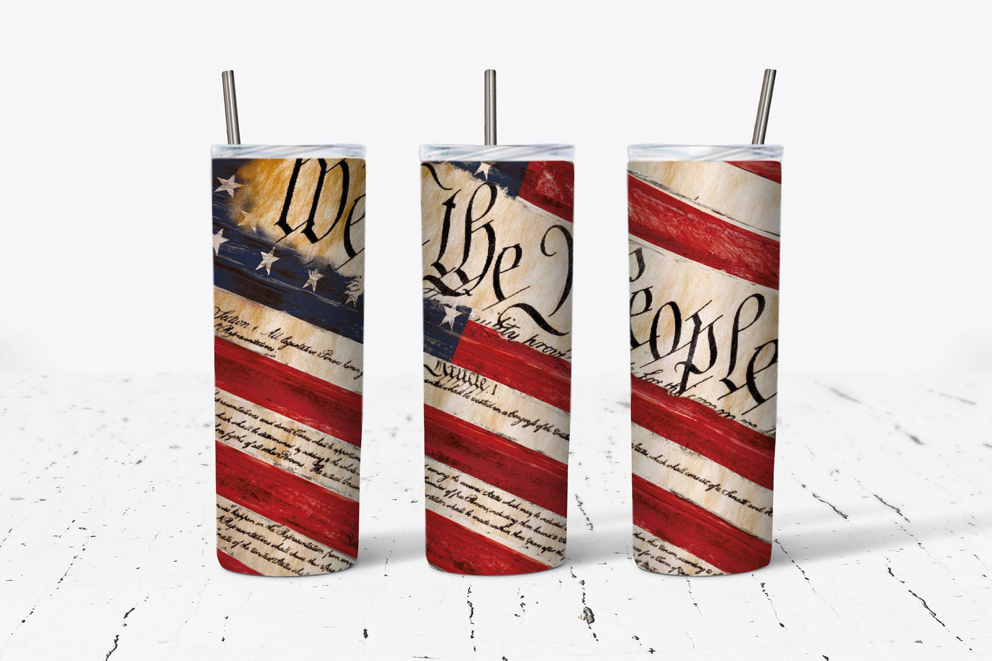 Patriotic Flag We The People 20oz Stainless Steel Mockup