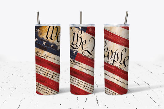 Patriotic Flag We The People 20oz Stainless Steel Mockup