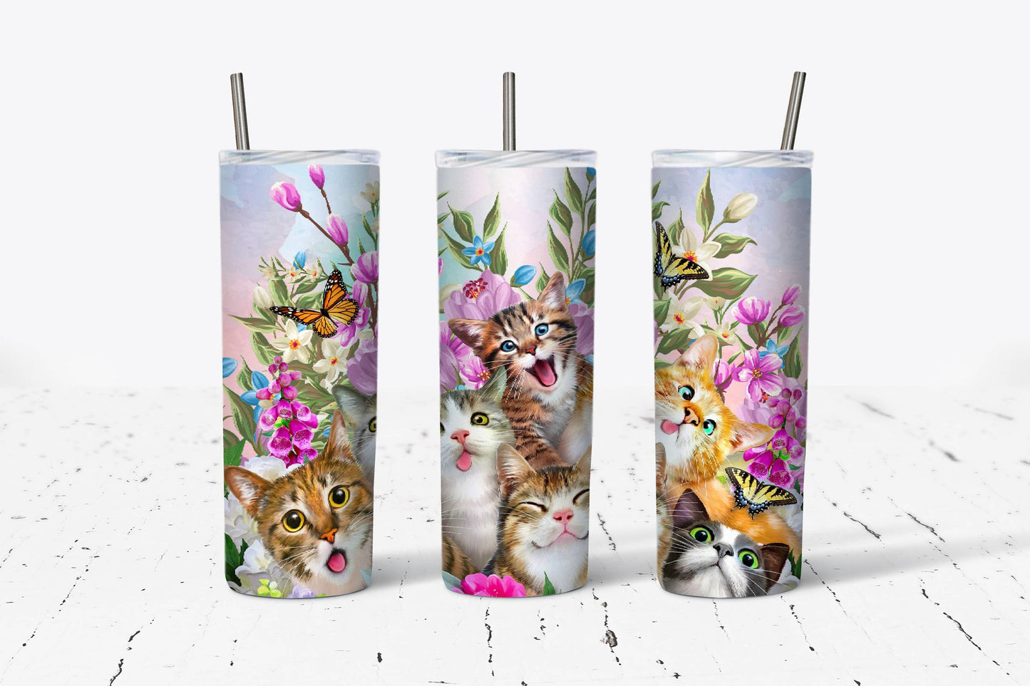 Cute Silly Cat 20oz Stainless Steel Tumbler