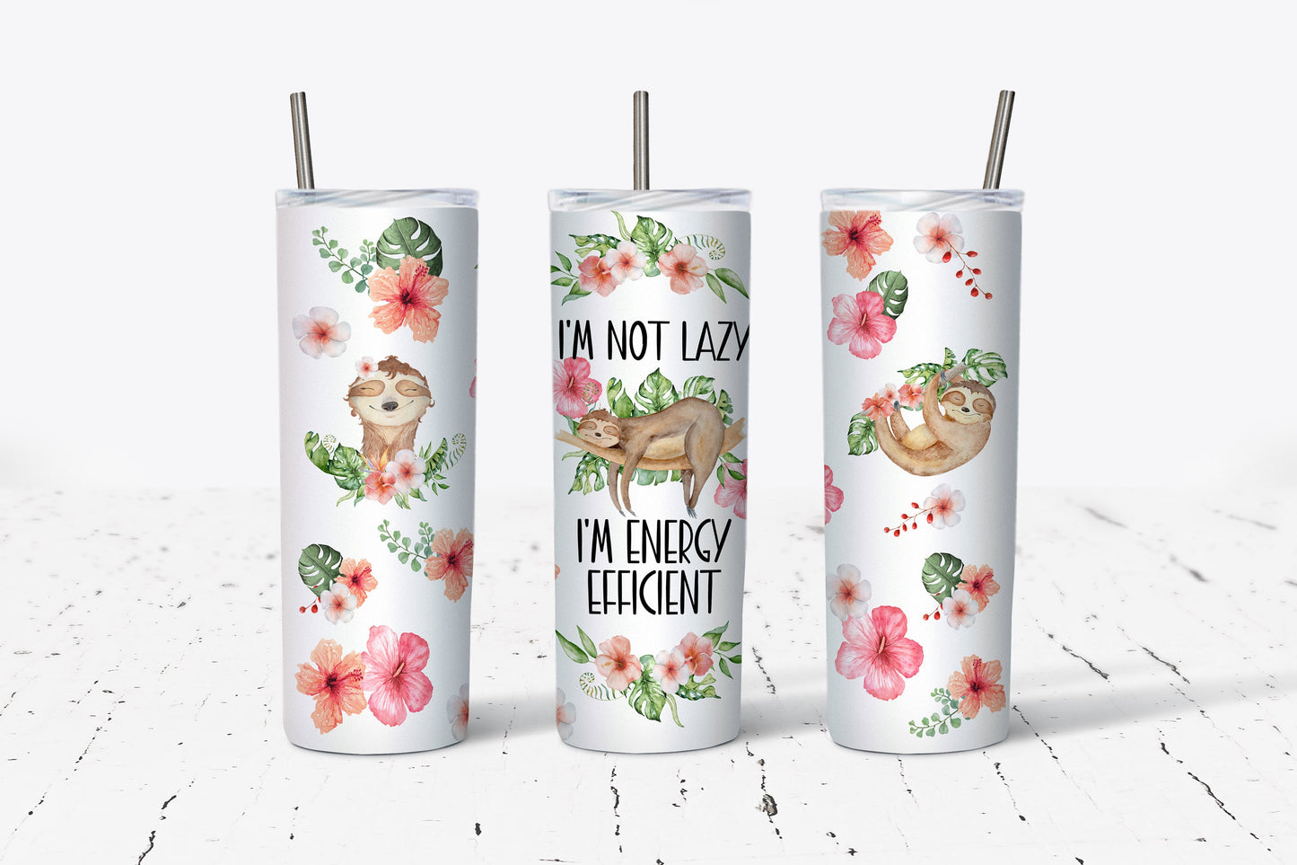 I'm Not Lazy I'm Energy Efficient Sloth 20oz Stainless Steel Tumbler