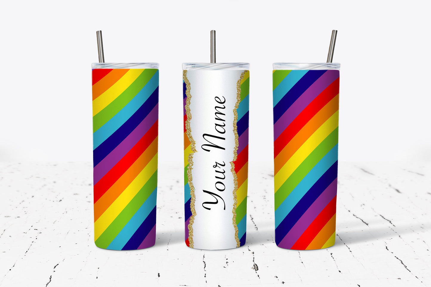 Rainbow Personalized 20oz Stainless Steel Tumbler