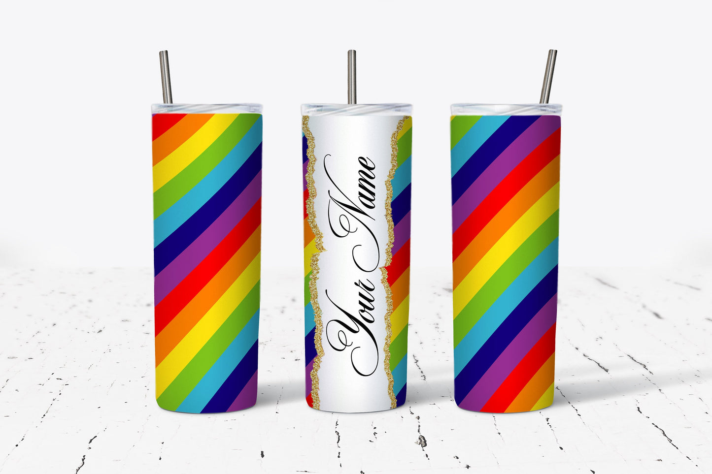 Rainbow Personalized 20oz Stainless Steel Tumbler