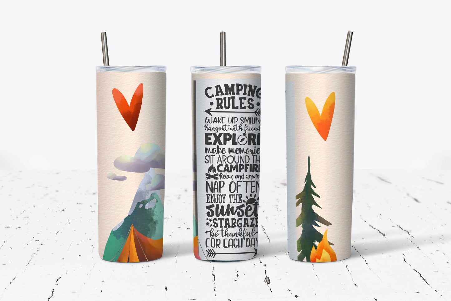 Camping Rules 20oz Stainless Steel Tumbler