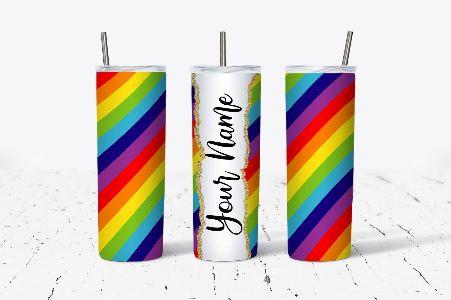 Rainbow Personalized 20oz Stainless Steel Tumbler