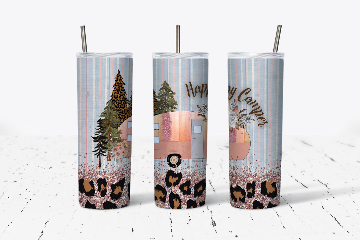 Happy Camper Vintage Camper 20oz Stainless Steel Tumbler