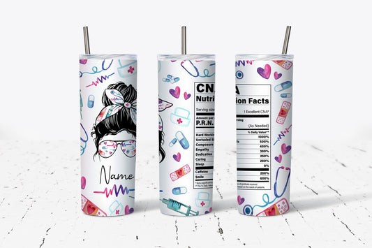 CNA Life Nutritional Facts Personalized with Name 20oz Stainless Steel Tumbler