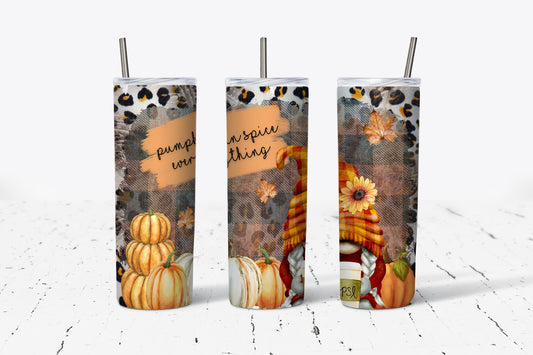 Pumpkin Spice Fall Gnome 20oz Stainless Steel Tumbler