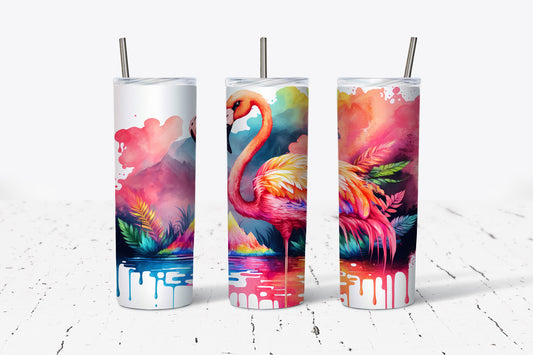 Watercolor Flamingo 20 oz Stainless Steel Tumbler